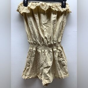 Paradise U.S.A. Girls Size Large Beige Ruffled Strapless Romper. Preloved